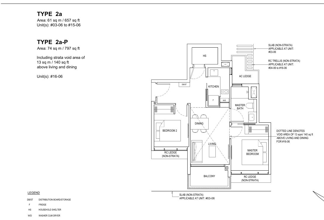 2-Bedroom · Type 2a · 657 sqft (2a-P 797 sqft)